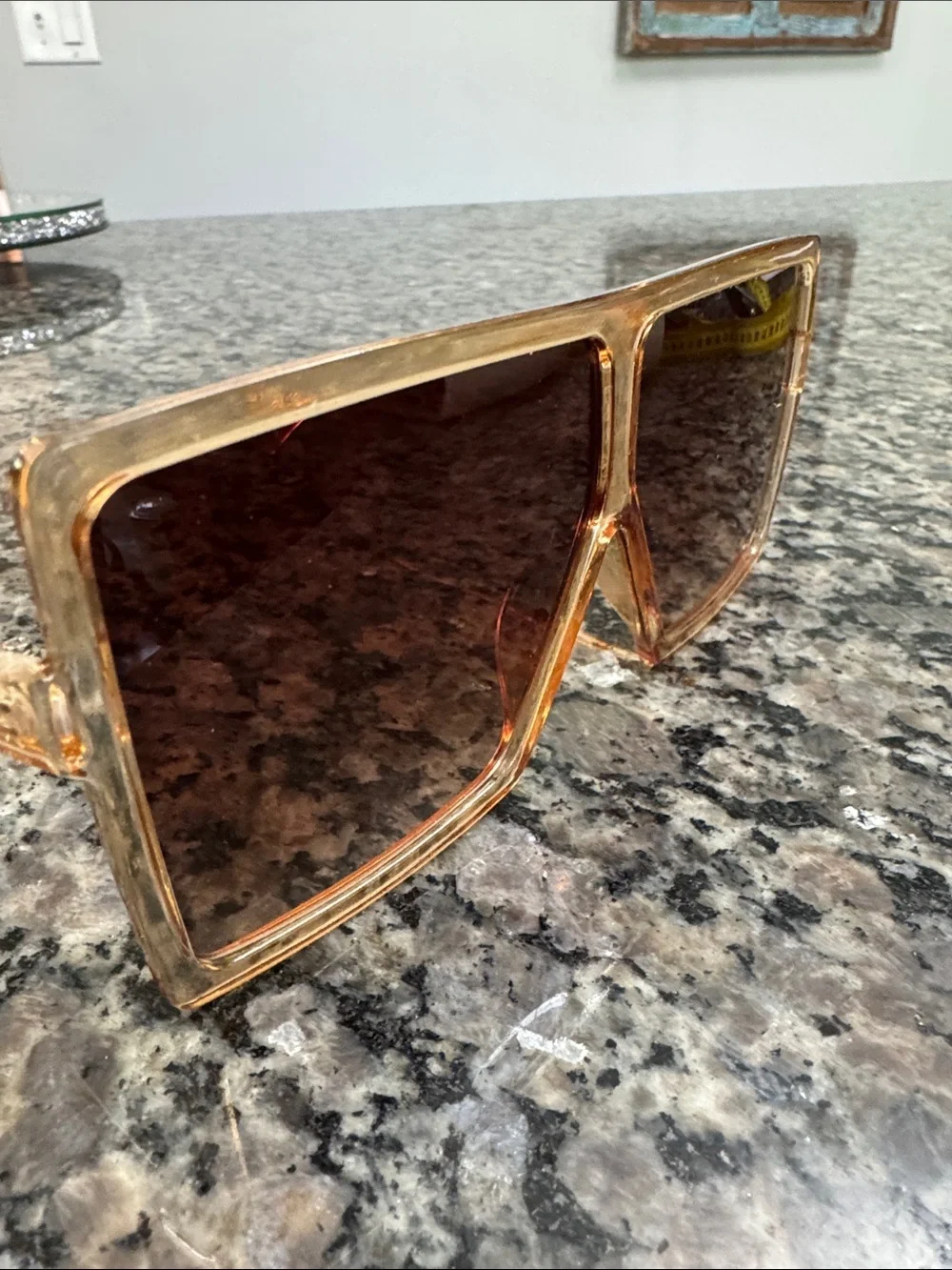 Oversized Square Gradient Sunglasses - Amber Frame, Brown Lenses